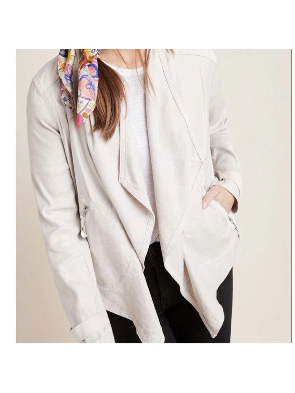 Anthropologie Gulliver Draped Jacket in stone size XS